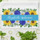 Sonnenblume Daisy Blue Floral Geschirrtuch (Gefaltet)