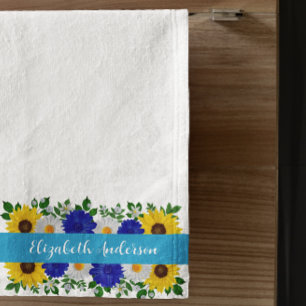 Sonnenblume Daisy Blue Floral Handtuch
