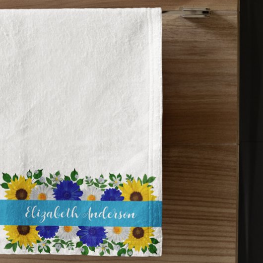 Sonnenblume Daisy Blue Floral Handtuch