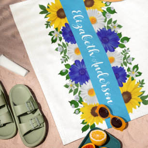 Sonnenblume Daisy Blue Floral Strandtuch
