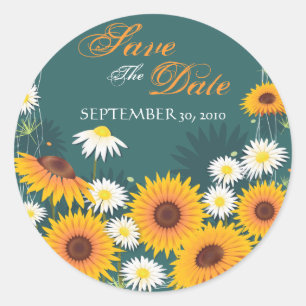 Sonnenblume Daisy Save the Date Hochzeitsankündigu Runder Aufkleber