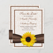 Sonnenblume Damask Floral Ankündigung Datum freiha (Vorne/Hinten)
