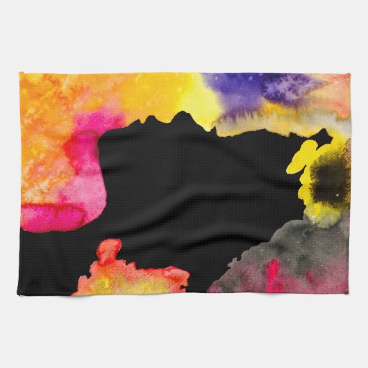 Sonnenblume Dame Silhouette Aquarellkunst Geschirrtuch (Horizontal)