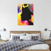 Sonnenblume Dame Silhouette Aquarellkunst Leinwanddruck (Insitu (Schlafzimmer))