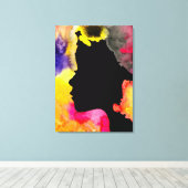 Sonnenblume Dame Silhouette Aquarellkunst Leinwanddruck (Insitu (Holzboden))