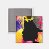 Sonnenblume Dame Silhouette Aquarellkunst Magnet (Vorderseite/Rückseite)