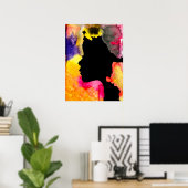 Sonnenblume Dame Silhouette Aquarellkunst Poster (Heimbüro)