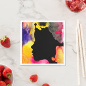 Sonnenblume Dame Silhouette Aquarellkunst Serviette (Beispiel)