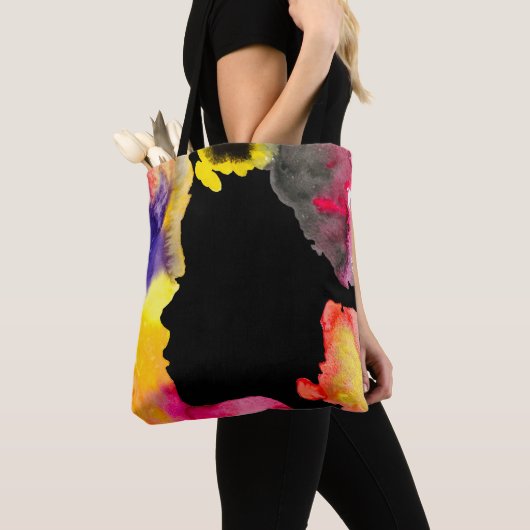 Sonnenblume Dame Silhouette Aquarellkunst Tasche (Von Nahem)