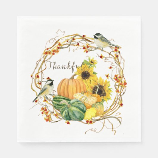 Sonnenblume Dank Fall Pumpkin Erntedank Serviette (Vorderseite)
