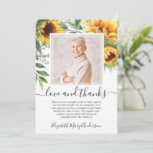 Sonnenblume Danke Bereavement Floral Foto (Stehend Vorderseite)