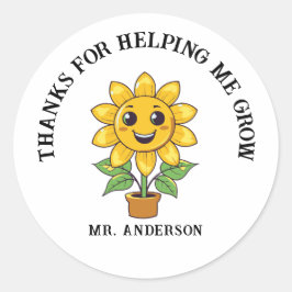 Sonnenblume danke, dass du mir geholfen hast, Lehr Runder Aufkleber