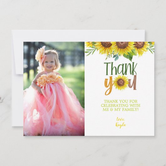 Sonnenblume Danke, dass ihr Karte mit Foto (Vorderseite)