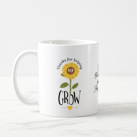 Sonnenblume danke Ihnen, dass Sie uns geholfen hab Kaffeetasse (Links)