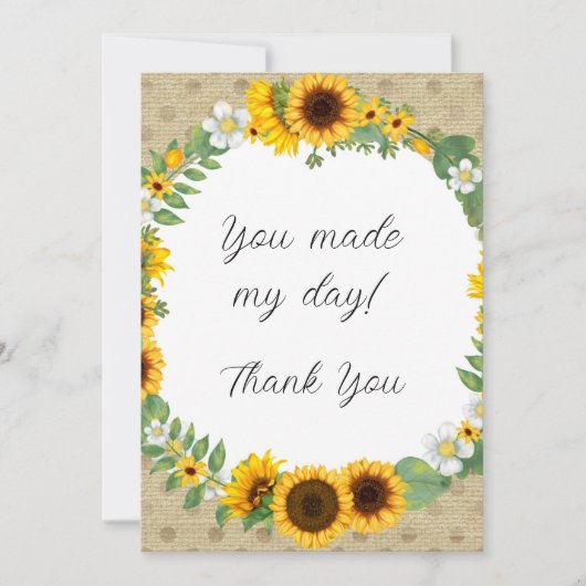 Sonnenblume Danke-Karte Dankeskarte (Vorderseite)