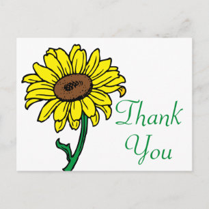 Sonnenblume Dankeschön Floral Gelb & Grün Hochzeit Postkarte