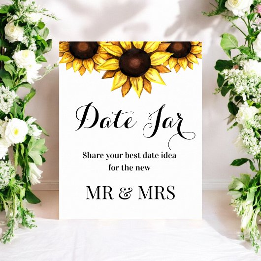 Sonnenblume Datum Jar Hochzeit Zeichen Blumenposte Poster
