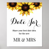 Sonnenblume Datum Jar Hochzeit Zeichen Blumenposte Poster (Vorne)