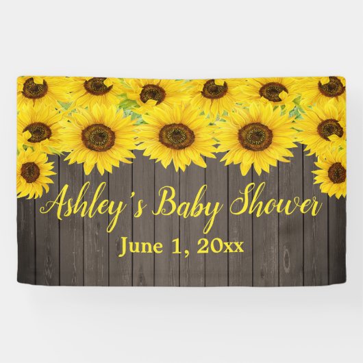 Sonnenblume Delight Baby Duschbanner Holz Rustikal Banner (Horizontal)