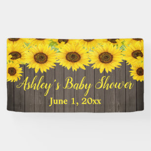 Sonnenblume Delight Baby Duschbanner Holz Rustikal Banner