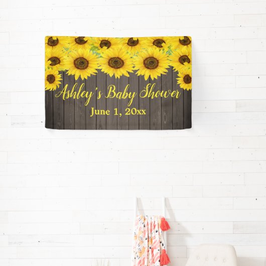 Sonnenblume Delight Baby Duschbanner Holz Rustikal Banner (InSitu)