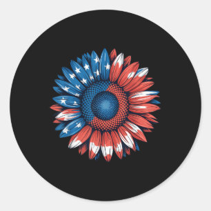 Sonnenblume der amerikanischen Flagge 4. Juli Unab Runder Aufkleber