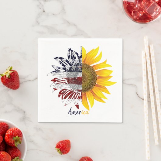 Sonnenblume der amerikanischen Flagge Serviette (Beispiel)
