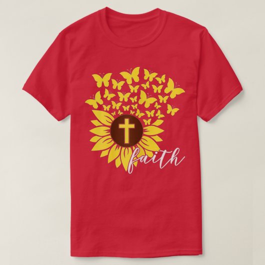 Sonnenblume Der Glaube Schmetterlinge Christliche T-Shirt (Design vorne)