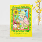 Sonnenblume der Mutter Tages, Mädchen mit Karte (Gelbe Blume)