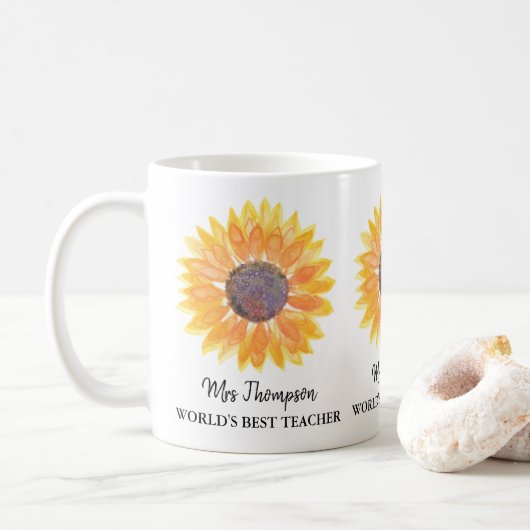 Sonnenblume der personalisierten Welt Kaffeetasse (Mit Donut)