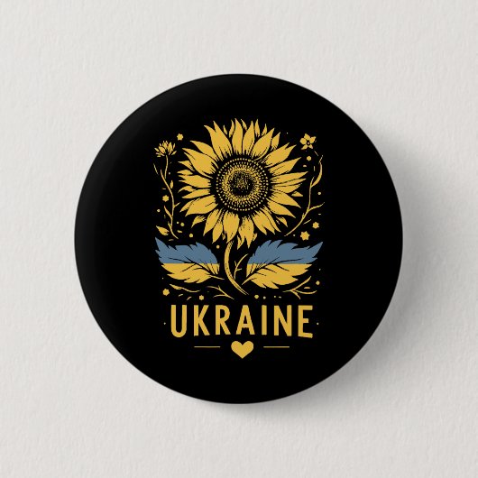Sonnenblume der Ukraine Ich stehe mit der Ukraine Button (Vorderseite)