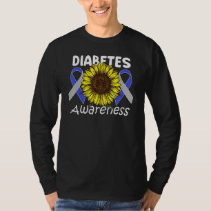 Sonnenblume Diabetes-Bewusstsein Graues Blaues Ban T-Shirt