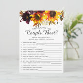 Sonnenblume, die das beste Bridal Spiel kennt Einladung (Stehend Vorderseite)