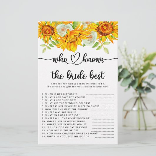 Sonnenblume, die das beste Spiel der Braut kennt (Stehend Vorderseite)
