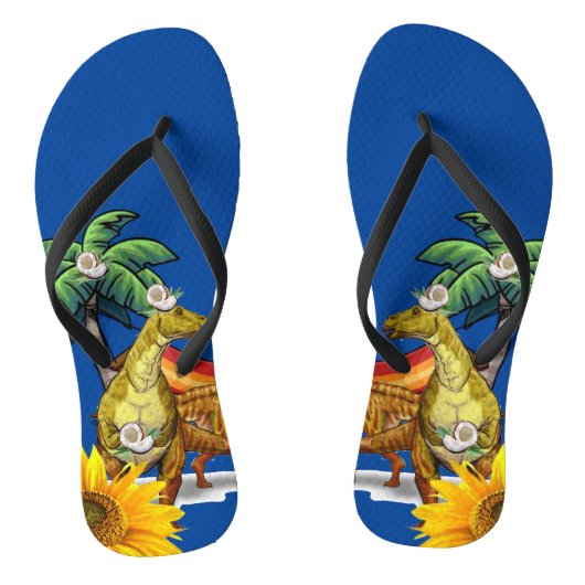Sonnenblume Dinosaur Flip Flops Badesandalen (Fußbett)