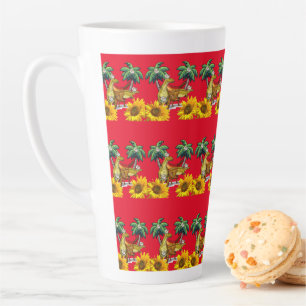 Sonnenblume Dinosaurier Blumenfloral Latte Tasse