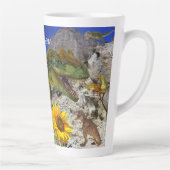 Sonnenblume Dinosaurier Blumenfloral Latte Tasse (Rechts)