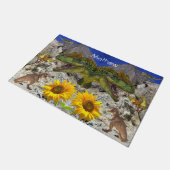 Sonnenblume Dinosaurier Door Mat Fußmatte (Schrägansicht)