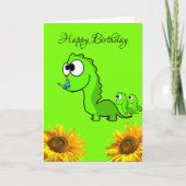 Sonnenblume Dinosaurier Faltenkarte Karte (Vorderseite)