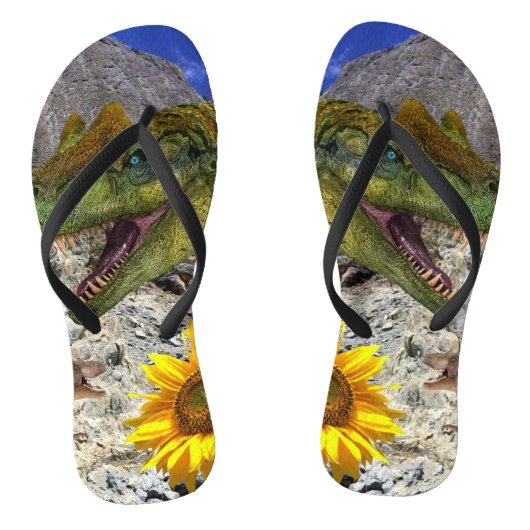 Sonnenblume Dinosaurier Floral Flip Flops Badesandalen (Fußbett)