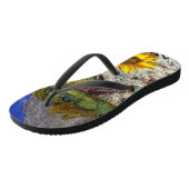 Sonnenblume Dinosaurier Floral Flip Flops Badesandalen (Schrägansicht)