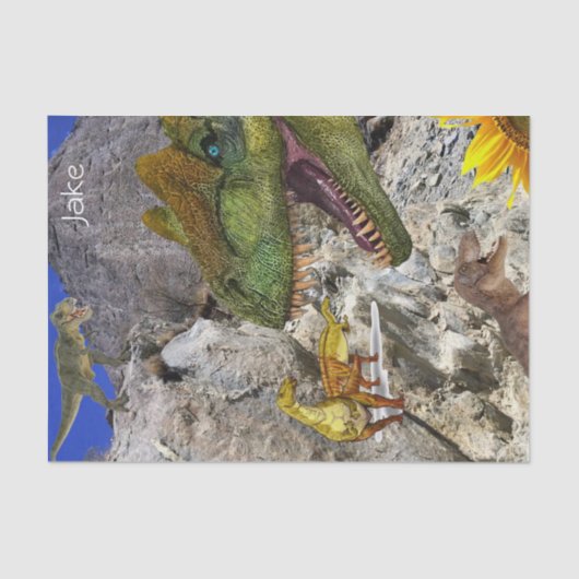 Sonnenblume Dinosaurier Tissue Seidenpapier (Vorderseite)