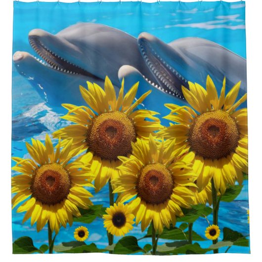 Sonnenblume Dolphin Duschvorhang (Vorderseite)