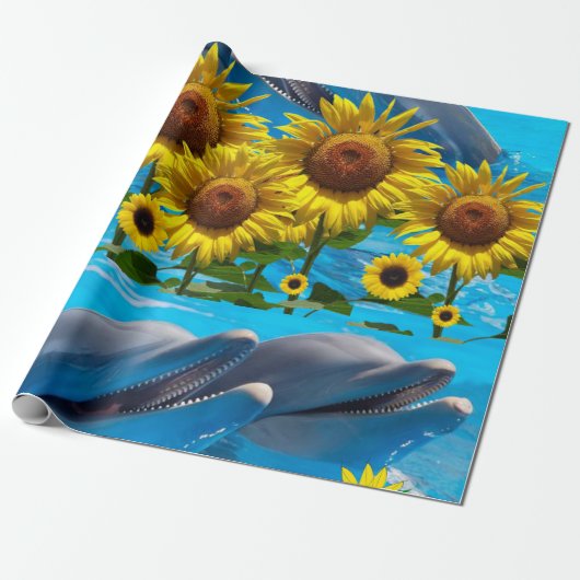 Sonnenblume Dolphin Matte Wrapping Paper Geschenkpapier (Ungerollt)