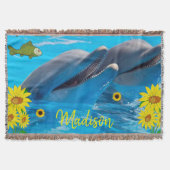 Sonnenblume Dolphin Throw Blanket Decke (Vorderseite)