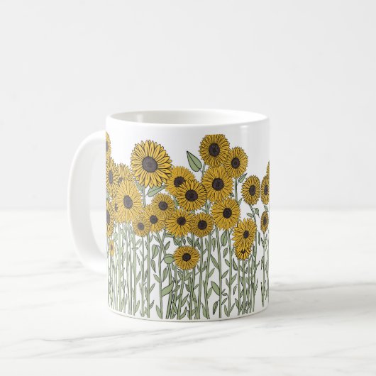 Sonnenblume Doodle Kaffeetasse (Vorderseite Links)