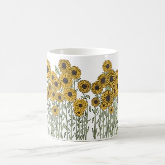 Sonnenblume Doodle Kaffeetasse (Mittel)