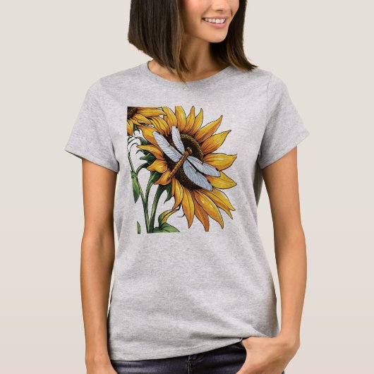 Sonnenblume Dragonfly Graphic T-Shirt (Vorderseite)
