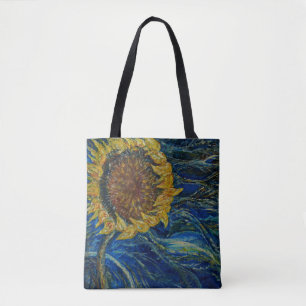 Sonnenblume durchgebrannte blaue tasche