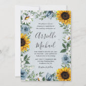 Sonnenblume Dusty Blue Country Rustikale Rose Hoch Einladung (Vorderseite)